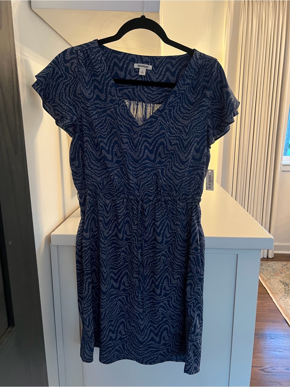 Goodthreads Navy Patterned V-Neck Mini Dress